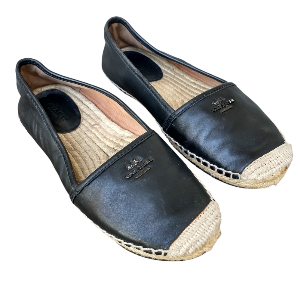 COACH Black Leather Espadrilles Women's Flats. SIZE 7US - Picture 5 of 14